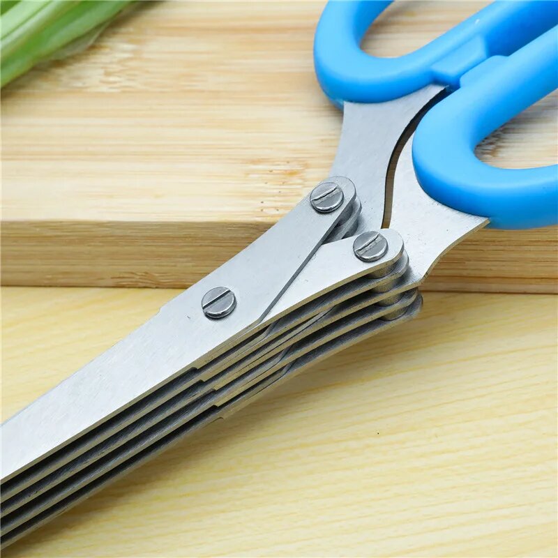 Multifunctional Muti Layers Stainless Steel Knives Kitchen Scissors Scallion Cutter Herb Laver Spices Onion Cook Cut Scissor