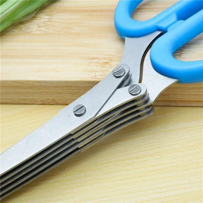 Multifunctional Muti Layers Stainless Steel Knives Kitchen Scissors Scallion Cutter Herb Laver Spices Onion Cook Cut Scissor