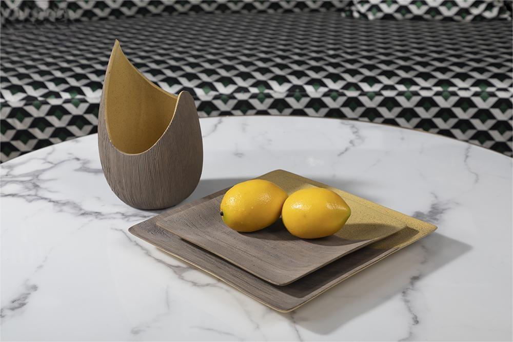 Modern Plate Centerpiece Serving Plate Brown Gold Color