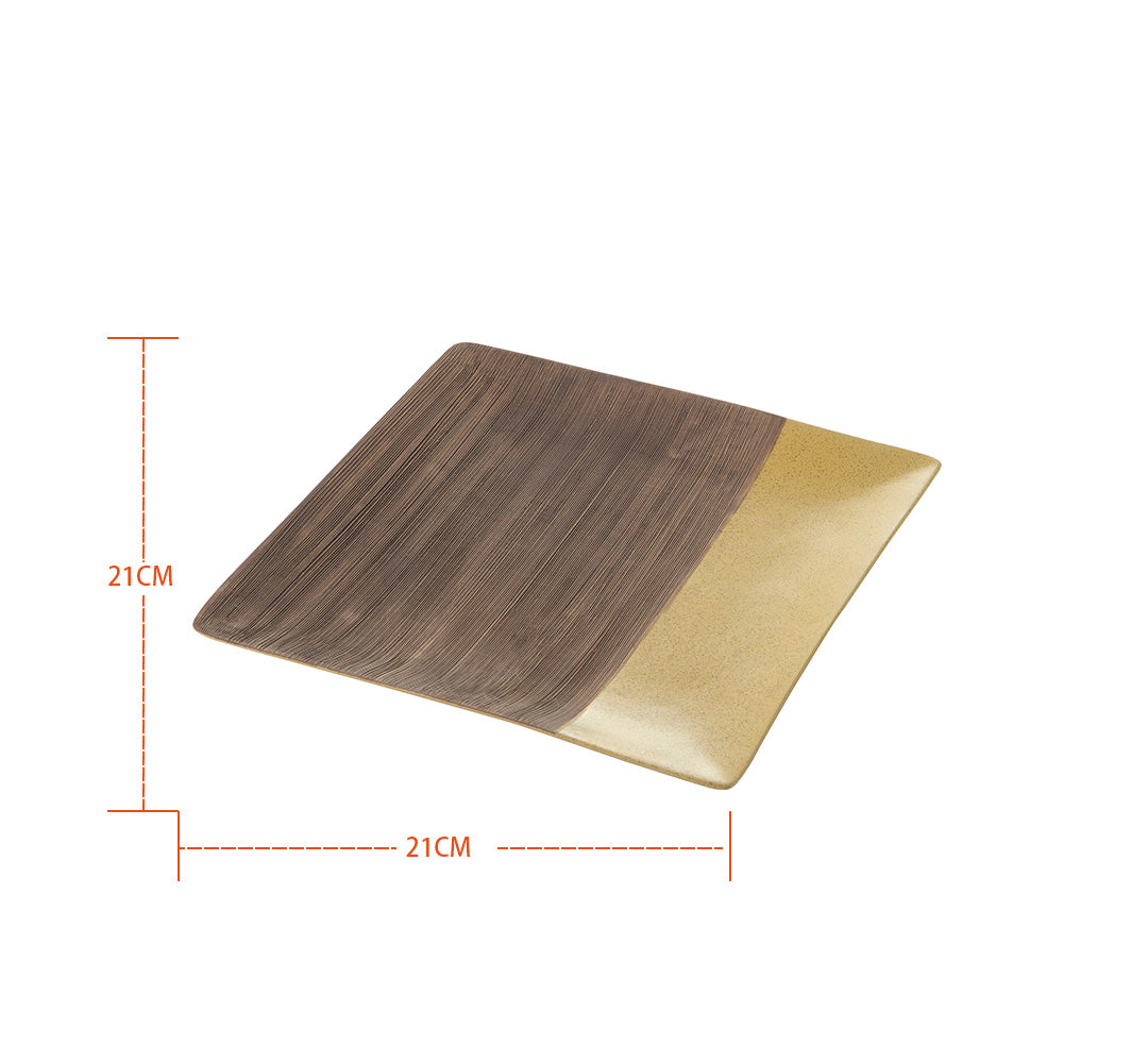 Serving Plate Brown Gold Color Minimalist Modern Style