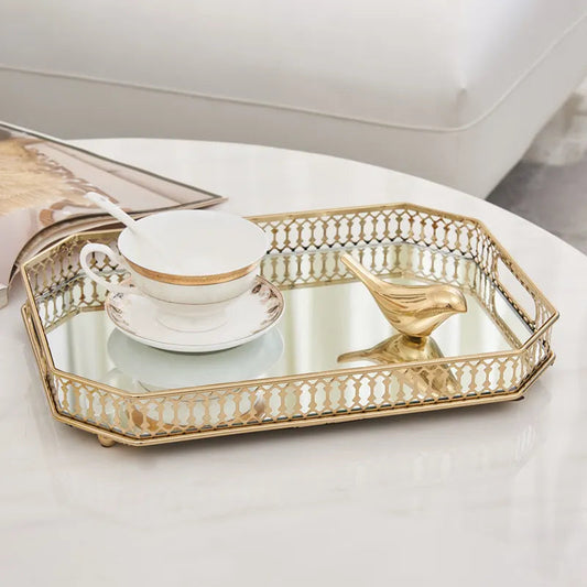 Luxury Decorative Tray with Mirror Modern Design
