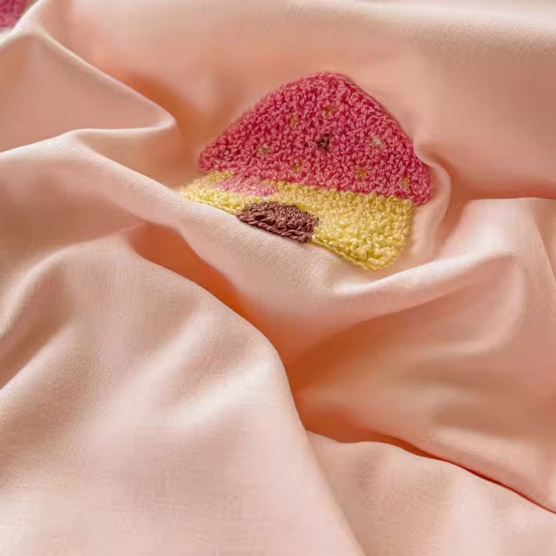 Washed Cotton Bedding Set - Pink