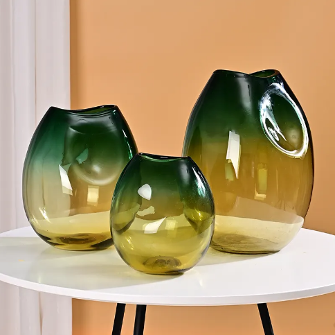 Creative Transparent Gradient Glass Vase Hydroponic Flower Pots Desk Decoration Artificial Flower Decorative Floral Arrangement