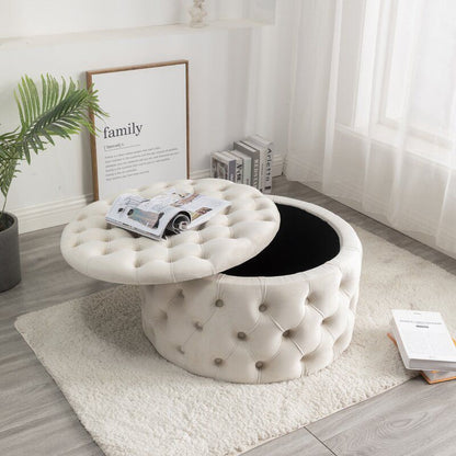 Everette Velvet Storage Ottoman - White
