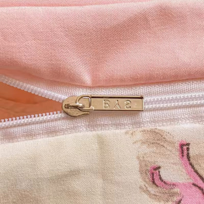Washed Cotton Bedding Set - Pink