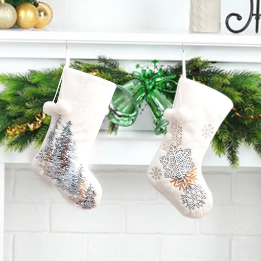 Embroidered Plush Christmas Stockings