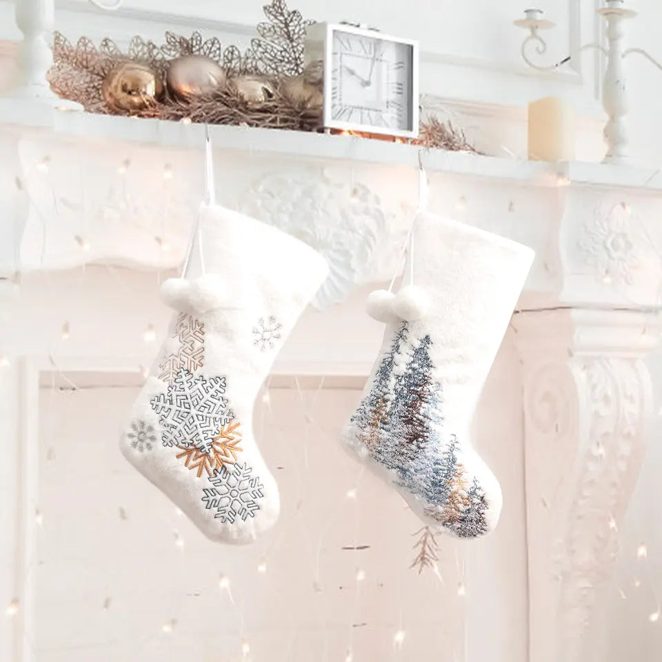 Embroidered Plush Christmas Stockings