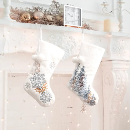 Embroidered Plush Christmas Stockings