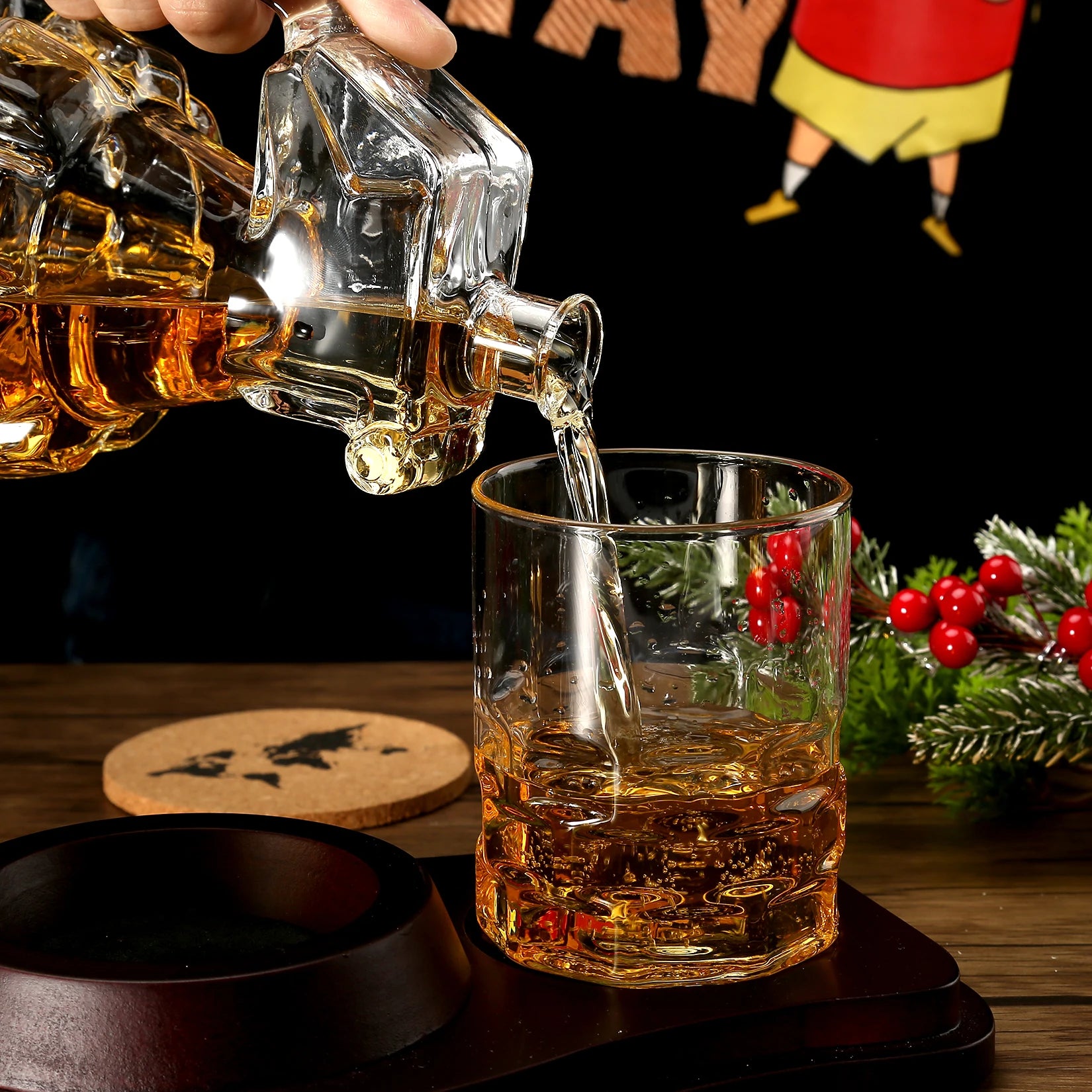 Premium Whiskey Decanter Set Granade Shape Decanter Set