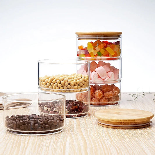 Brice Stackable Glass Canisters - Set of 3 pieces