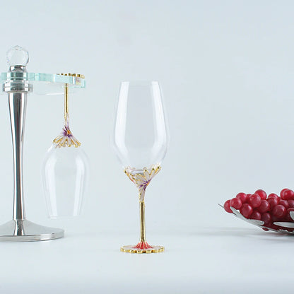 Wine Glasses with Flower Base Design Elegant Wine Glasses
