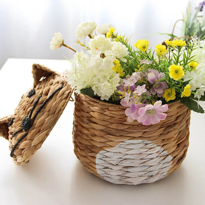 Cat Shaped Wicker Basket