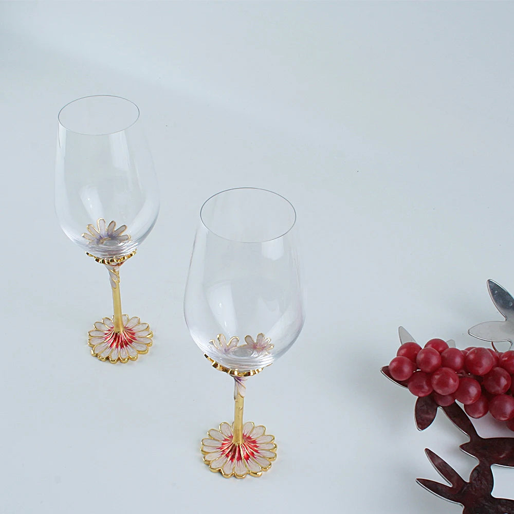 Wine Glasses with Flower Base Design Elegant Wine Glasses