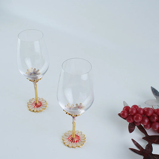 Wine Glasses with Flower Base Design Elegant Wine Glasses