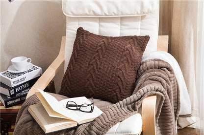 Thick wool knitted pillowcase Dark Brown