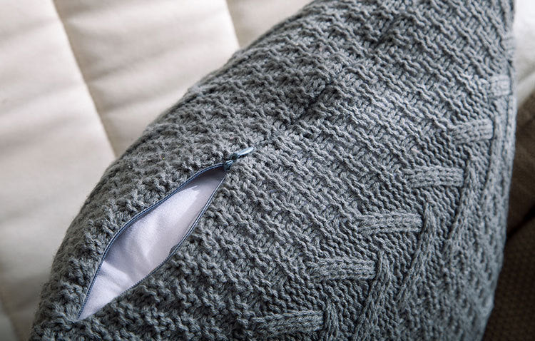 Thick wool knitted pillowcase Gray
