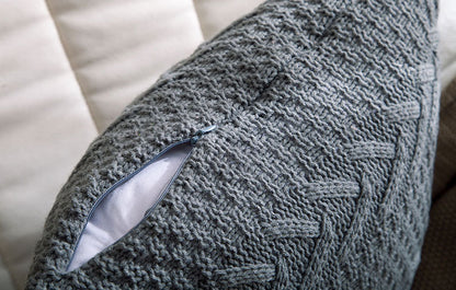 Thick wool knitted pillowcase Gray