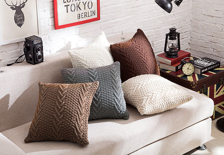 Thick wool knitted pillowcase Multicolor