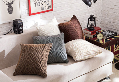 Thick wool knitted pillowcase Multicolor