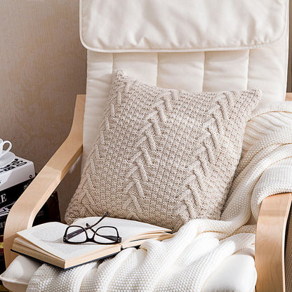 Thick wool knitted pillowcase White