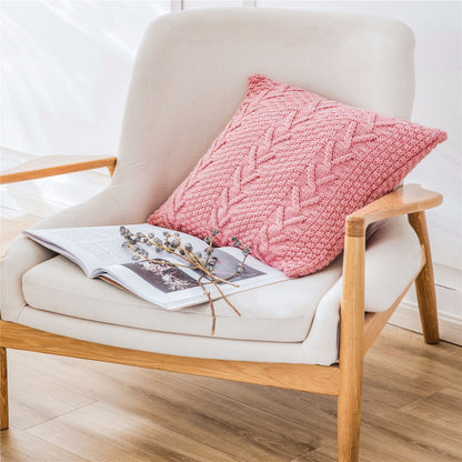 Thick wool knitted pillowcase Pink