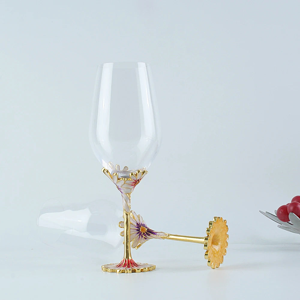 Wine Glasses with Flower Base Design Elegant Wine Glasses