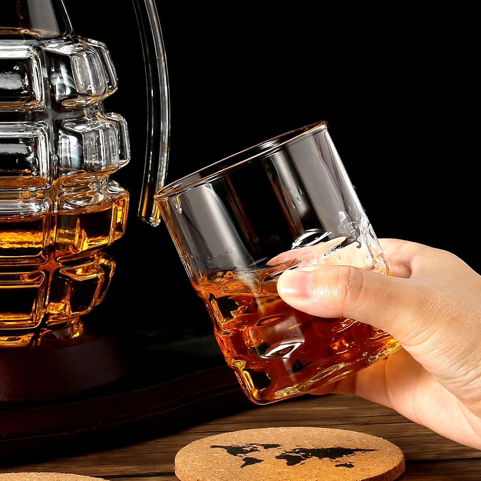 Premium Whiskey Decanter Set Granade Shape Decanter Set