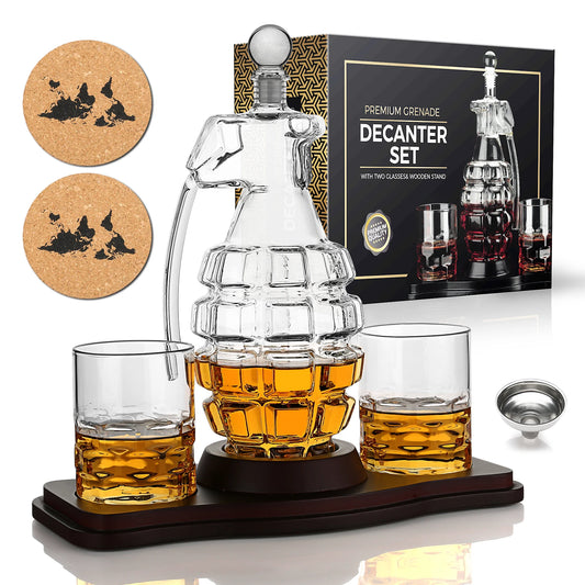 Premium Whiskey Decanter Set Granade Shape Decanter Set