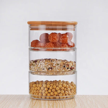 Brice Stackable Glass Canisters - Set of 3 pieces