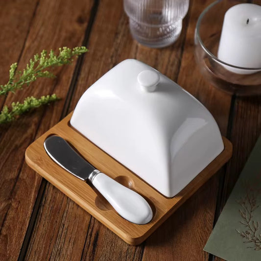 Ceramic Butter & Knife Set