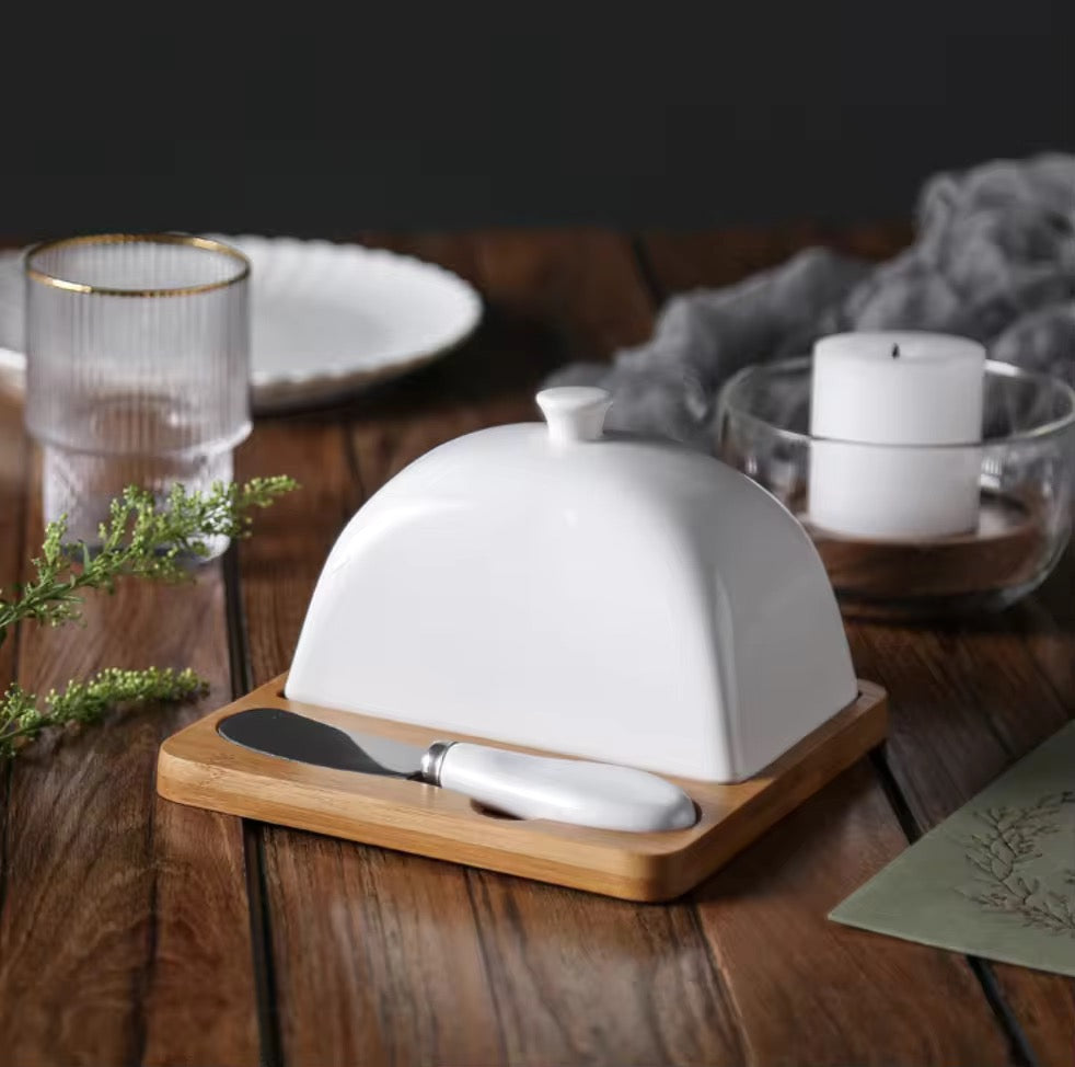 Ceramic Butter & Knife Set