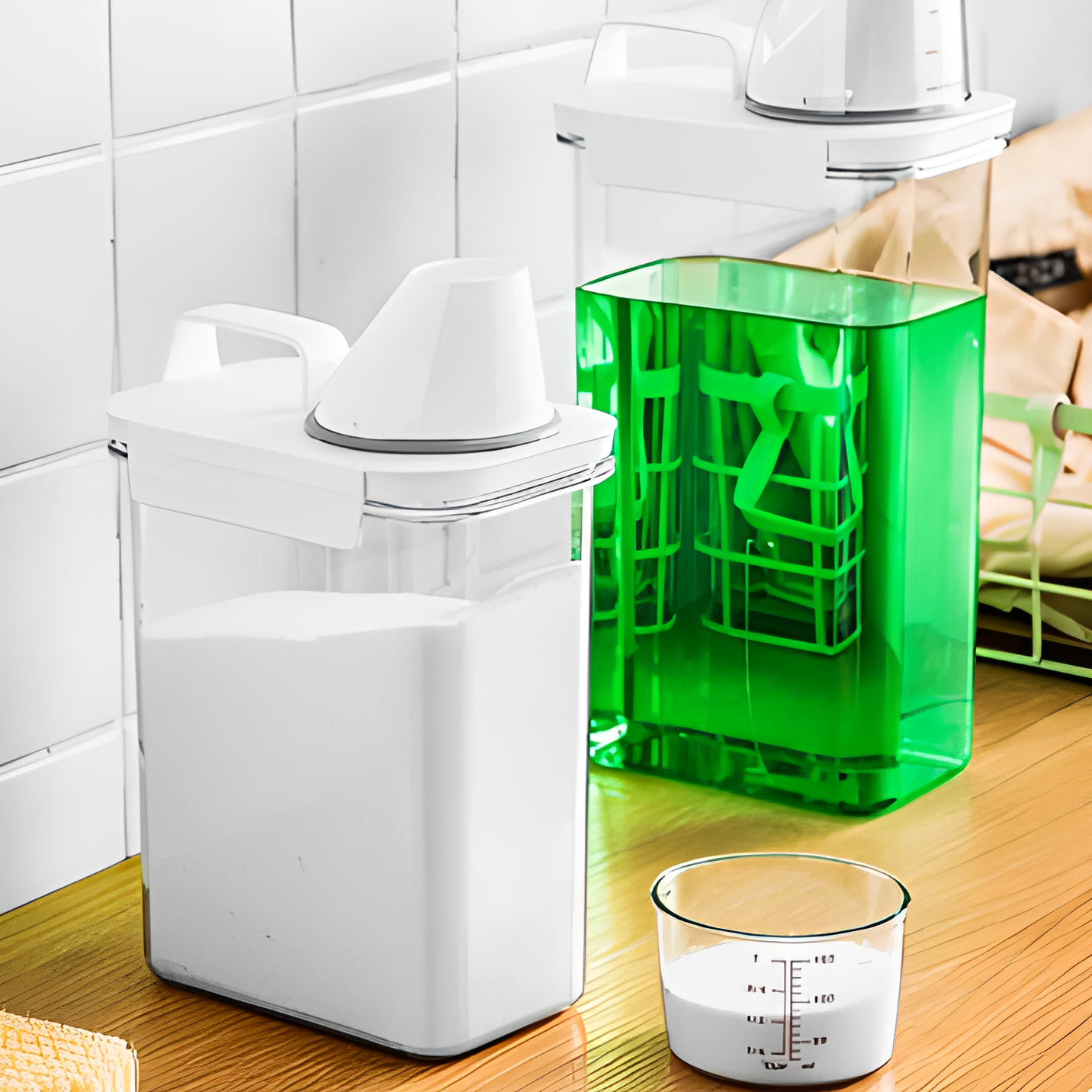 Airtight Laundry Detergent Dispenser Powder Storage Box Clear Washing Powder Liquid Container with Lids Jar