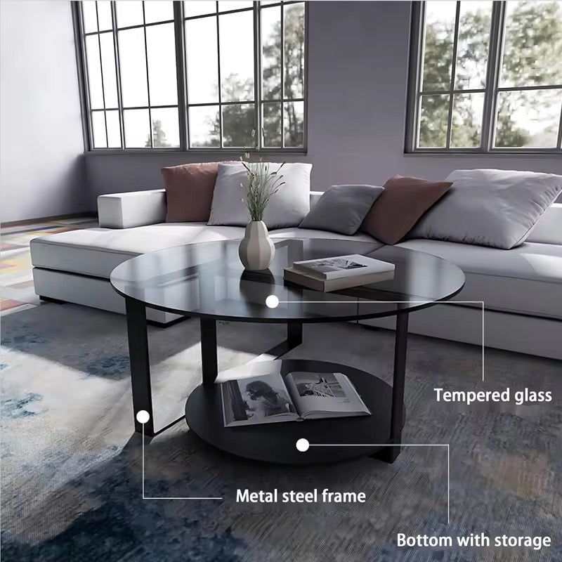 Elegant Coffee Table Modern Center Table Glass Top Coffee Table