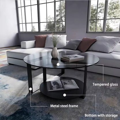 Elegant Coffee Table Modern Center Table Glass Top Coffee Table