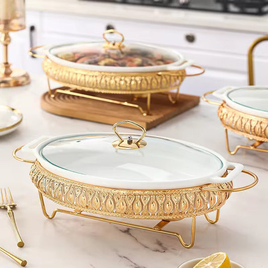 Ceramic Chafing Dish Elegant Food Warmer Premium Quality