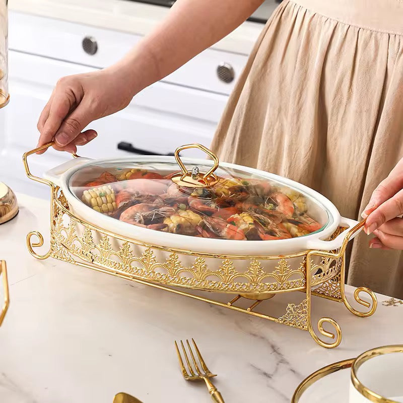 Ceramic Chafing Dish Elegant Food Warmer Premium Quality