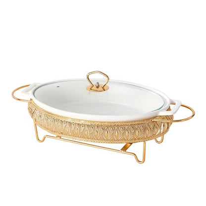 Ceramic Chafing Dish Elegant Food Warmer Premium Quality