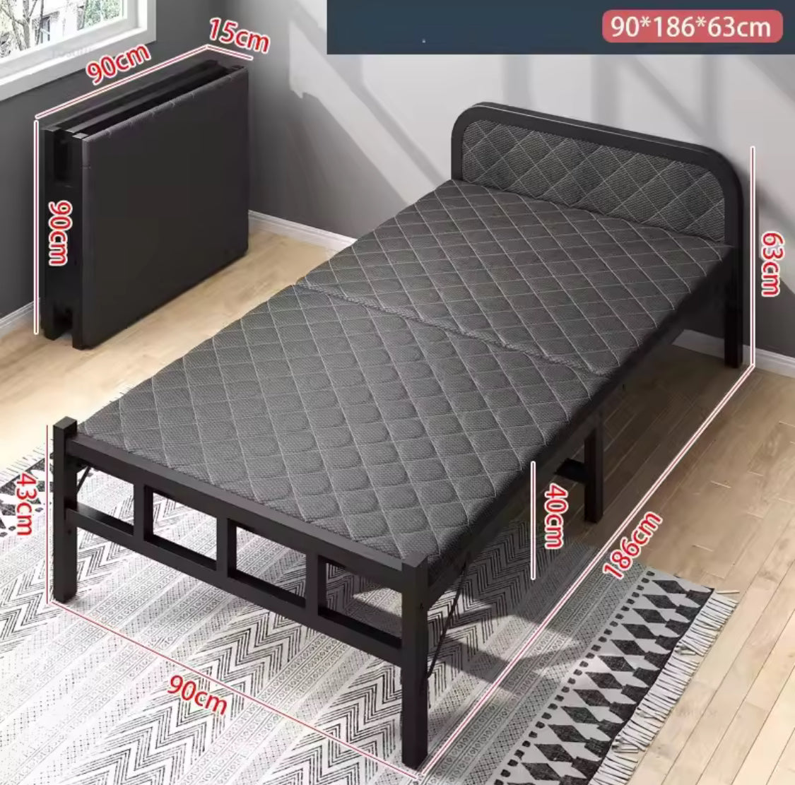 Modern Simple Folding Bed for Bedroom Widened Adult Beds with Soft Package Light Luxury Metal Folding Bed for Hospital Escort