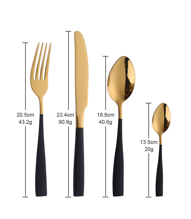 Four-piece Stainless Steel Cutlery Black Gold Flatware