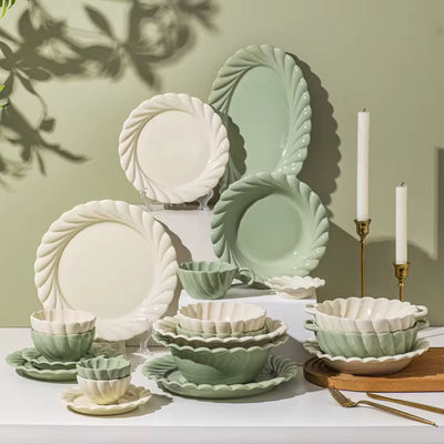 Elegant Dinner Set Luxury Dinnerware Flower Shape Dinnerware