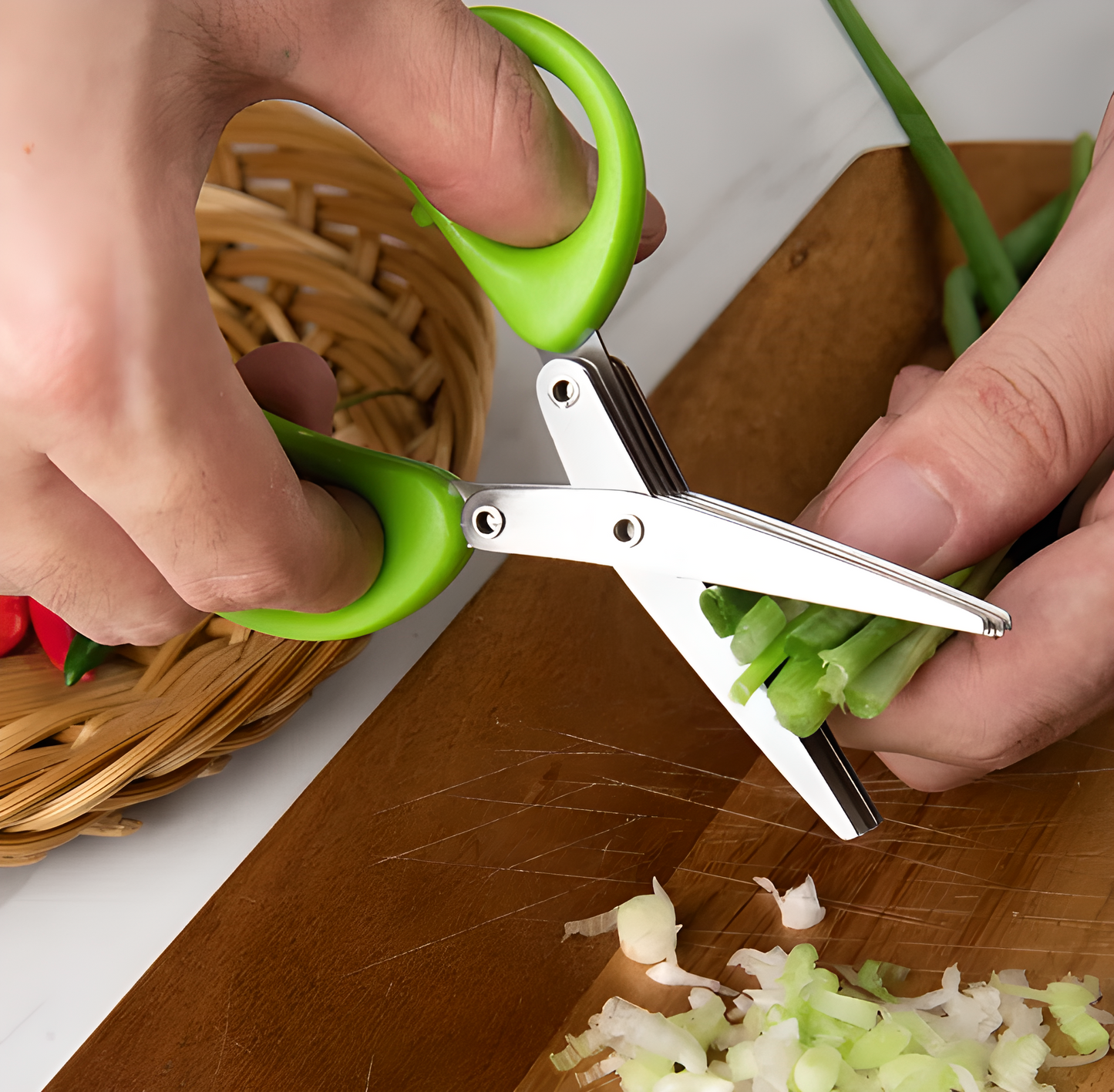 Multi-functional Stainless Steel 3/5 Layer Kitchen Scissors Pepper Shredded Chopped Scallion Cutter Laver Cut Cooking Tool