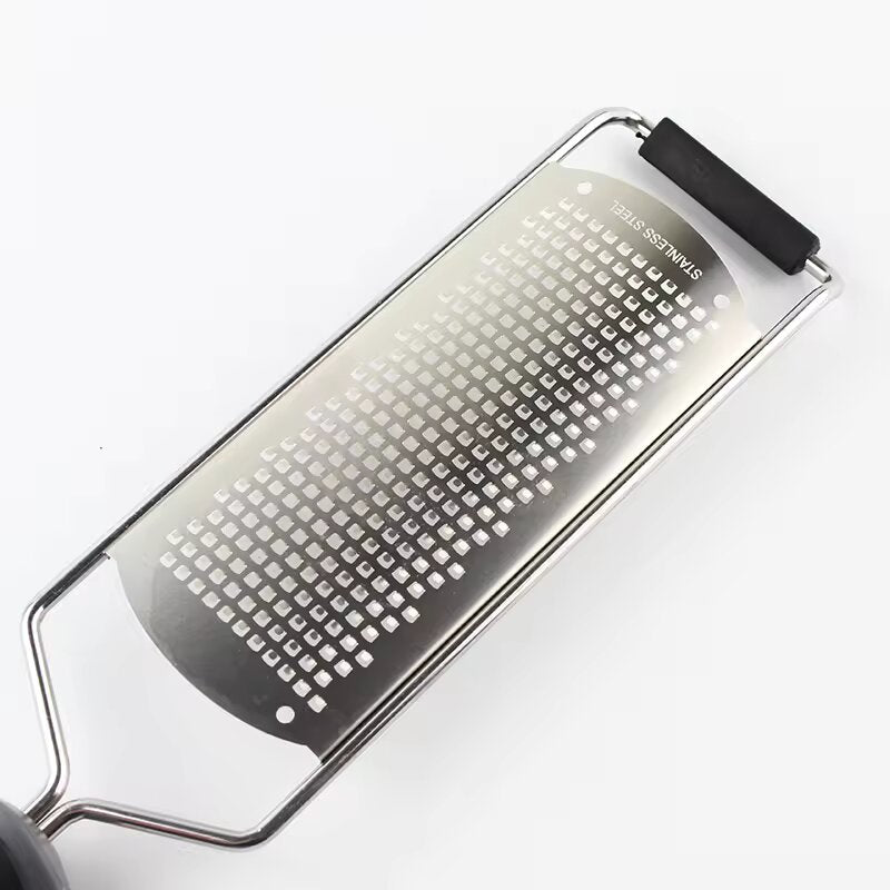 Stainless Steel Cheese Butter Slicer Grater, Ergonomic Soft Handle, Lemon Ginger Potato Scraper, Plastic Lid Accessories