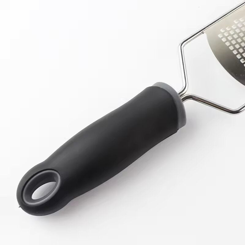 Stainless Steel Cheese Butter Slicer Grater, Ergonomic Soft Handle, Lemon Ginger Potato Scraper, Plastic Lid Accessories