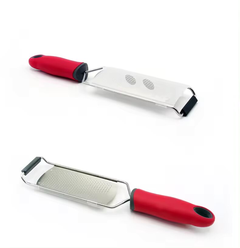 Stainless Steel Cheese Butter Slicer Grater, Ergonomic Soft Handle, Lemon Ginger Potato Scraper, Plastic Lid Accessories