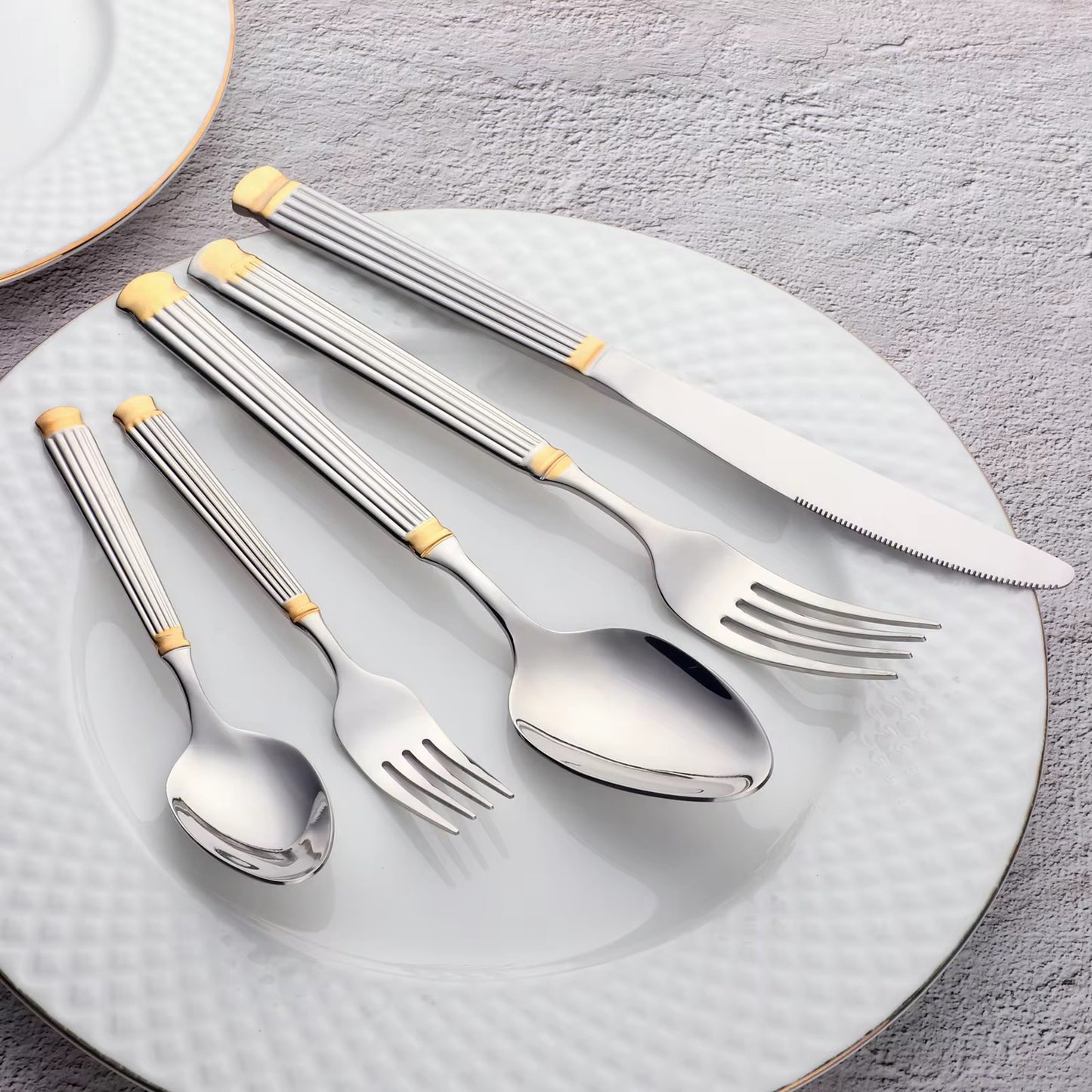 Matilda Flatware with Partial Gold Gilding Premium Cutlery Set