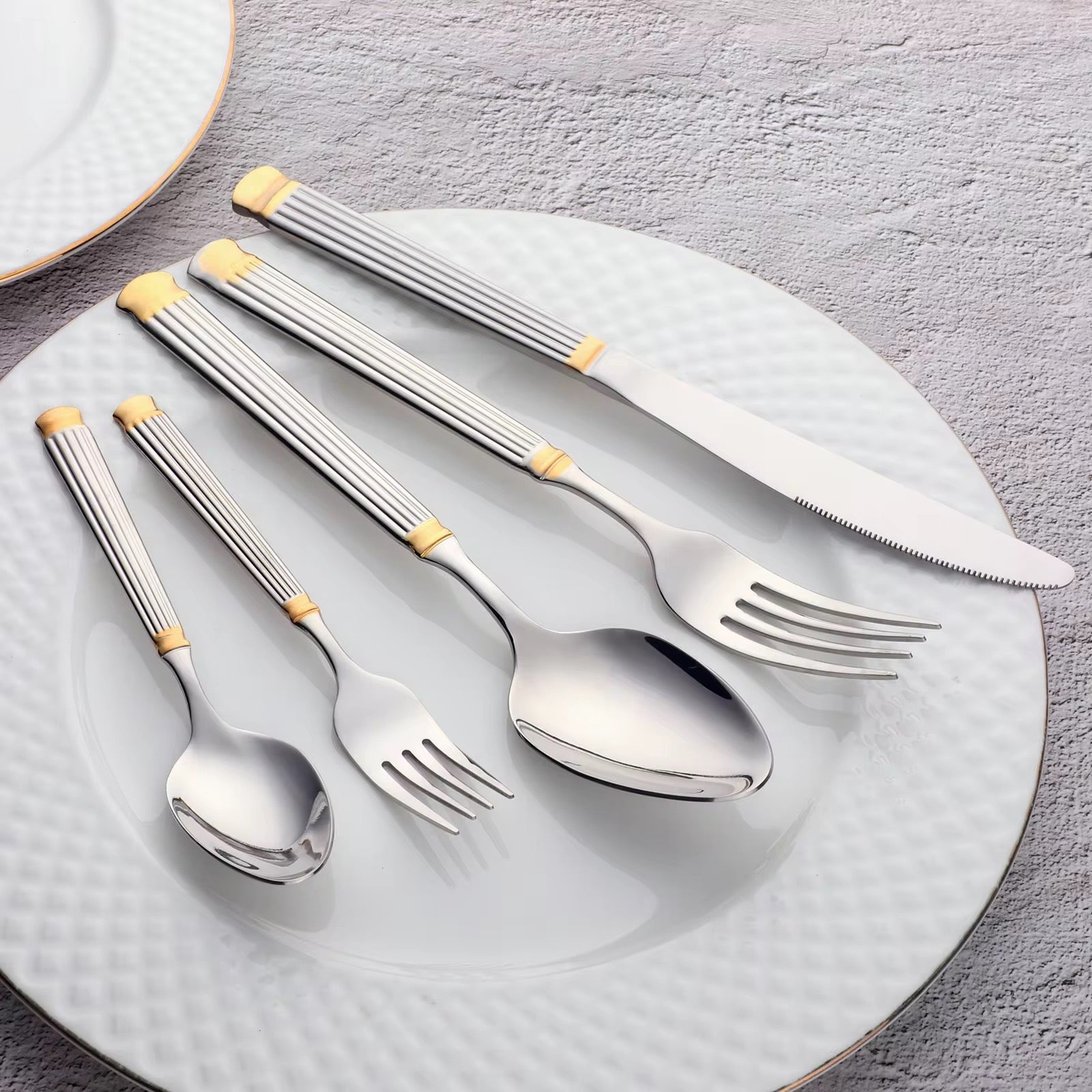 Matilda Flatware with Partial Gold Gilding Premium Cutlery Set