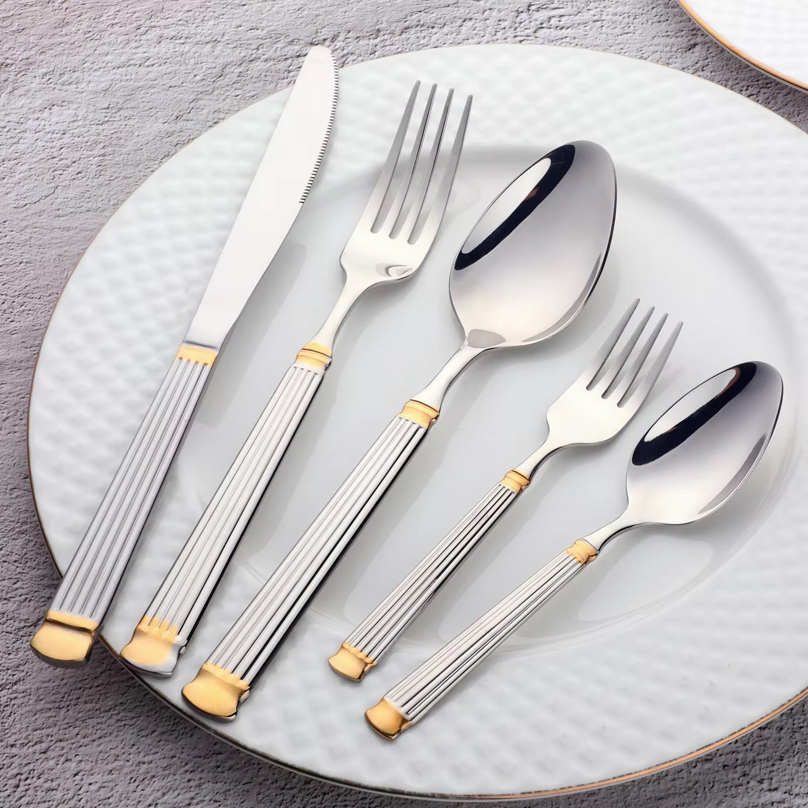Matilda Flatware with Partial Gold Gilding Premium Cutlery Set