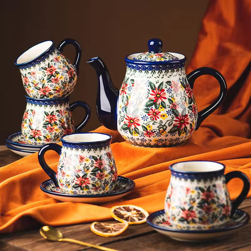 Bohemian Coffee and Tea Set Floral Tea Set with Teapot