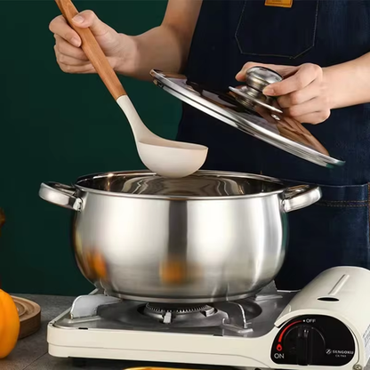 Stainless Steel Casserole Apple Shape Big Capacity Tempered Glass Lid Induction Available Cookware Kitchenware