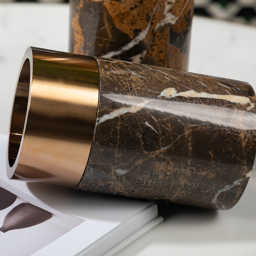 Gold Plated Copper Marble Vase